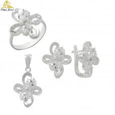 Gümüş zirkon taşlı set